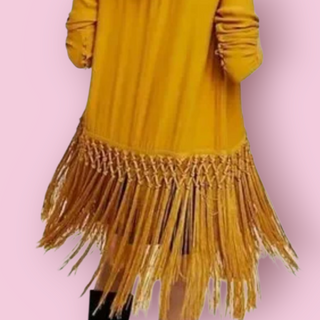 FREE PEOPLE - MUSTARD FRINGED KIMONO est. RRP $240 BNWT
