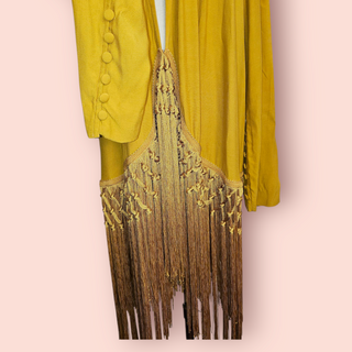 FREE PEOPLE - MUSTARD FRINGED KIMONO est. RRP $240 BNWT