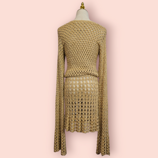 CHASING UNICORNS - CHELSEA MORNING CROTCHET WITH GOLD METALLIC MINI DRESS   Est. RRP $340
