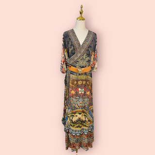 CAMILLA - 'GATHERING DUSK' Wrap Tie Long Dress RRP $699