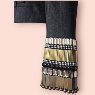 SASS & BIDE - 'HERE WE GO AGAIN' WOOL BLEND EMBELLISHED Jacket with Peter Pan Collar est RRP $1120