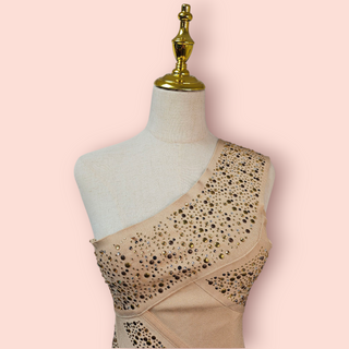 BRONX & BANCO - Vintage Embellished One Shoulder Bandage Dress Est. RRP $1300