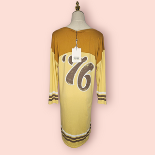 SPELL - Vintage 'ONE SAND' Organic Tee - Mustard RRP $ 119.00 NWT