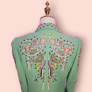 ROBERTO CAVALLI - AUTHENTIC DESIGNER EMBROIDERED & EMBELLISHED PANT SUIT est. RRP $10K