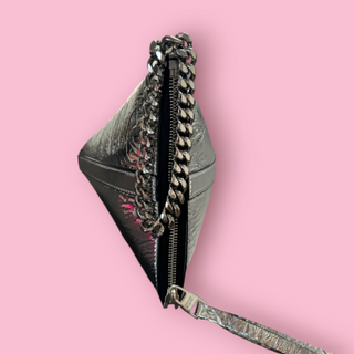 ALEXANDER McQUEEN - SILVER 'THE CURVE' POUCH Est. Retail Price $999 NWOT