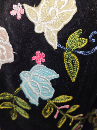 CHASING UNICORNS - 'BURN IT DOWN' Velvet Handsewn Embroidered Flared Pants est. RRP $420 NWT