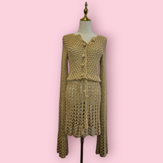 CHASING UNICORNS - CHELSEA MORNING CROTCHET WITH GOLD METALLIC MINI DRESS   Est. RRP $340