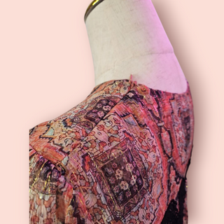 ZIMMERMANN - BOHEMIAN LUXE SEMI SHEER METALLIC CROTCHET TRIM BLOUSE est. RRP $487