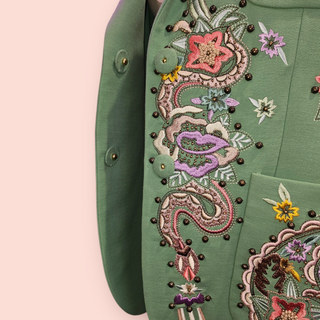 ROBERTO CAVALLI - AUTHENTIC DESIGNER EMBROIDERED & EMBELLISHED PANT SUIT est. RRP $10K