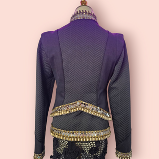 IXIAH - RARE DOUBLE FRONT ZIP EMBELLISHED BLAZER est. RRP $720