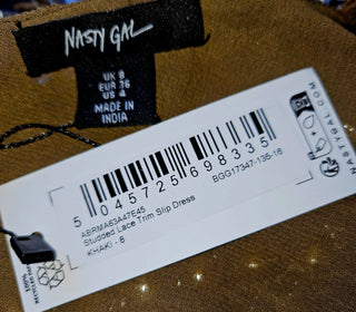 NASTY GAL - STUDDED LACE TRIM SLIP DRESS E.st Retail Price $220 BNWT