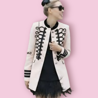 ZARA - MILITARY Light Pink Blazer with Braided Decorative Knots est. RRP $ 329