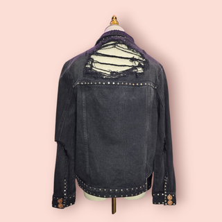 ONE TEASPOON - "ROCK N ROLLA" Black studded Denim Jacket RRP $219