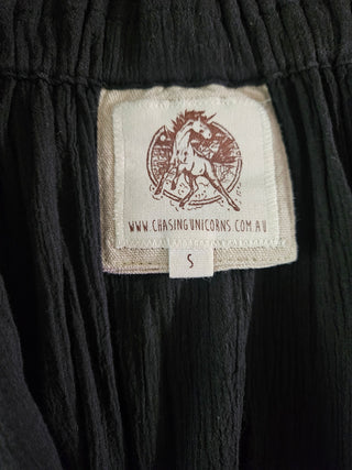 CHASING UNICORNS - 70,s Inspired Handmade Embroidered Cotton Mini Dress RRP $349