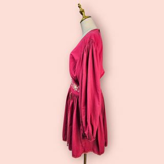 CHASING UNICORNS - 'IT'S A DREAM' Embroidered Balloon Sleeve Mini Dress with Crochet Trim Est. RRP $389