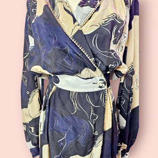 CHASING UNICORNS - WILD HORSES CROSS OVER SILK DRESS BNWT RRP $380