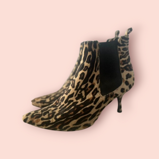 ANINE BING - STEVIE LEOPARD PRINT CALFSOLD OUT STYLE  HAIRED ANKLE BOOTS EST. RRP $541
