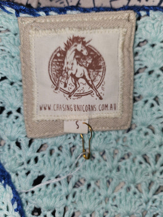 CHASING UNICORNS - 'STEAL MY SUNSHINE' Handmade Crotchet Mini Dress est. RRP $289