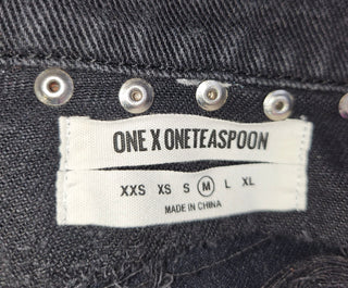 ONE TEASPOON - "ROCK N ROLLA" Black studded Denim Jacket RRP $219