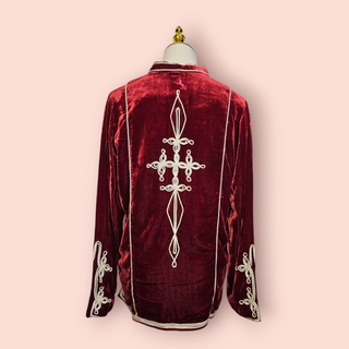 CHASING UNICORNS - WILD HORSES RED VELVET SILK JACKET BNWT