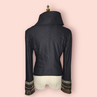 SASS & BIDE - 'HERE WE GO AGAIN' WOOL BLEND EMBELLISHED Jacket with Peter Pan Collar est RRP $1120