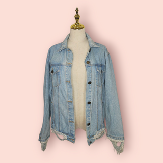 JAGGER & THE GYPSY - ONE WAY - DENIM PATCHED DISTRESSED TIGER DENIM JACKET