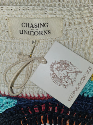 CHASING UNICORNS - CROCHET MINI DRESS Est. RRP $296 NWT