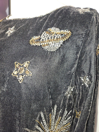 NASTY GAL - Velvet Celestial Tattoo Embellished Mini Dress est. RRP $340 NWT