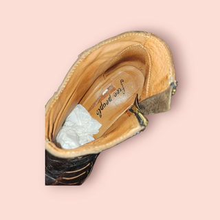 FREE PEOPLE - EMMETT WESTERN WOVEN BROWN ANKLE BOOTS RRP $238