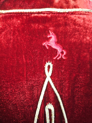 CHASING UNICORNS - WILD HORSES RED VELVET SILK JACKET BNWT