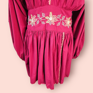 CHASING UNICORNS - 'IT'S A DREAM' Embroidered Balloon Sleeve Mini Dress with Crochet Trim Est. RRP $389