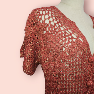 CHASING UNICORNS - DAY DREAMER CROTCHET LUREX MIDI DRESS RRP $425 CURRENT SEASON