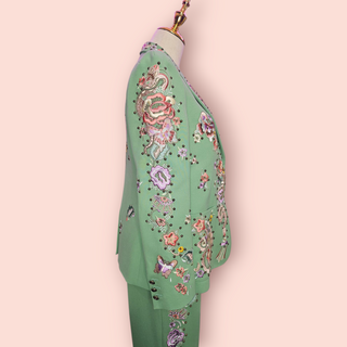 ROBERTO CAVALLI - AUTHENTIC DESIGNER EMBROIDERED & EMBELLISHED PANT SUIT est. RRP $10K