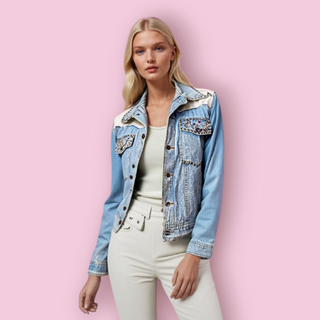 WHEELS AND DOLLBABY - VINTAGE EMBELLISHED DENIM JACKET