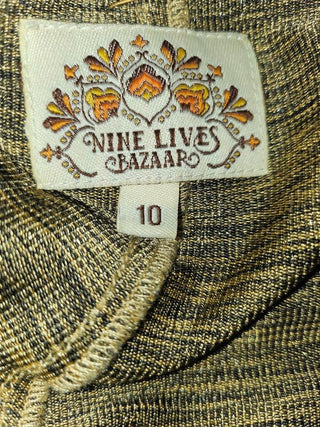 NINE LIVES BAZAAR - HENDRIX GOLD METALLIC FLARED PANTS est. RRP $169