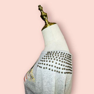 SPELL - RARE 'LIVE TO RIDE' CROPPED STUDDED EMBELLISHED SWEATER
