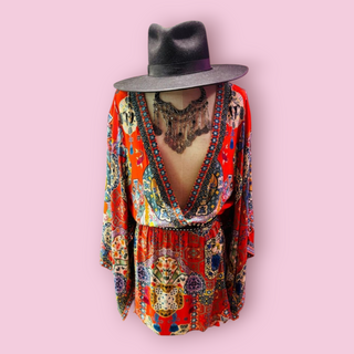 CAMILLA - 'FOUND IN TRANSLATION' V-neck Kimono Dress RRP $670 NWT