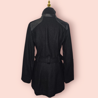 DIESEL - Vintage Wool & Leather Trench Coat Style Coat with Leather Patches est. RRP $750