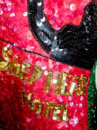 ELLA SINGH - VINTAGE MULTICOLOURED TUXEDO SEQUIN COAT Est. Retail Price $4-6k