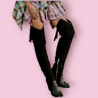 SPELL & THE GYPSY - THIGH HIGH SUEDE STUDDED EMBELLISHED BOOTS