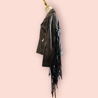 NASTY GAL - REAL LEATHER DISTRESSED STAR CUT OUT FRINGE JACKET & SHORTS  BNWT - SET RRP $840