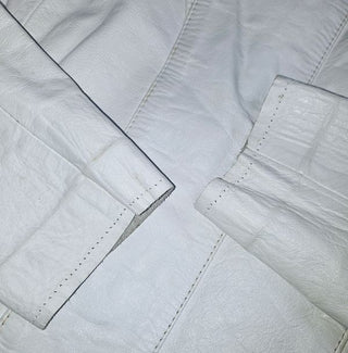 VINTAGE - 80S LEATHER OFF WHITE BOWIE STYLE JACKET