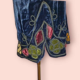 CHASING UNICORNS - 'ALL ALONG THE WATCHTOWER' silk velvet tunic in royal midnight blue NWT Est. RRP $680