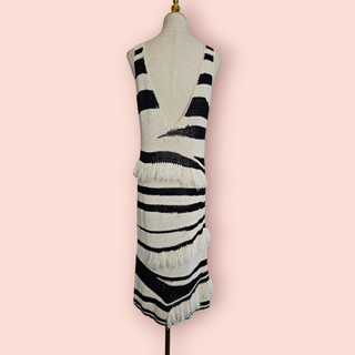 SASS & BIDE - 'GOOD GRACE' INDIVIDUALLY HAND KNITTED FRINGED DRESS Retail Price $549