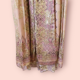 HEMNANT & NANDITA - 'NOOR' V-neck Metallic Gold Boho Dress RRP $649 NWT