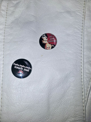 VINTAGE - 80S LEATHER OFF WHITE BOWIE STYLE JACKET