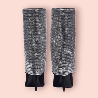 AZALEA WANG - "MILLONIA" SILVER FOLD OVER DIMONTE SUEDE BOOTS RRP $238 NWT