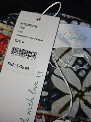 CAMILLA - EMBROIDERED FRINGE WAISTCOAST RRP $799 BNWT