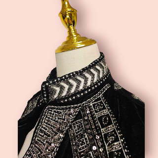 ZARA - PREMIUM DENIM COLLECTION EMBELLISHED VELVET JACKET RRP $269