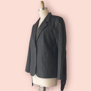 COOPER - 'EMPIRE STATE OF MIND NEWYORK' stripped fringed jacket est. RRP $690